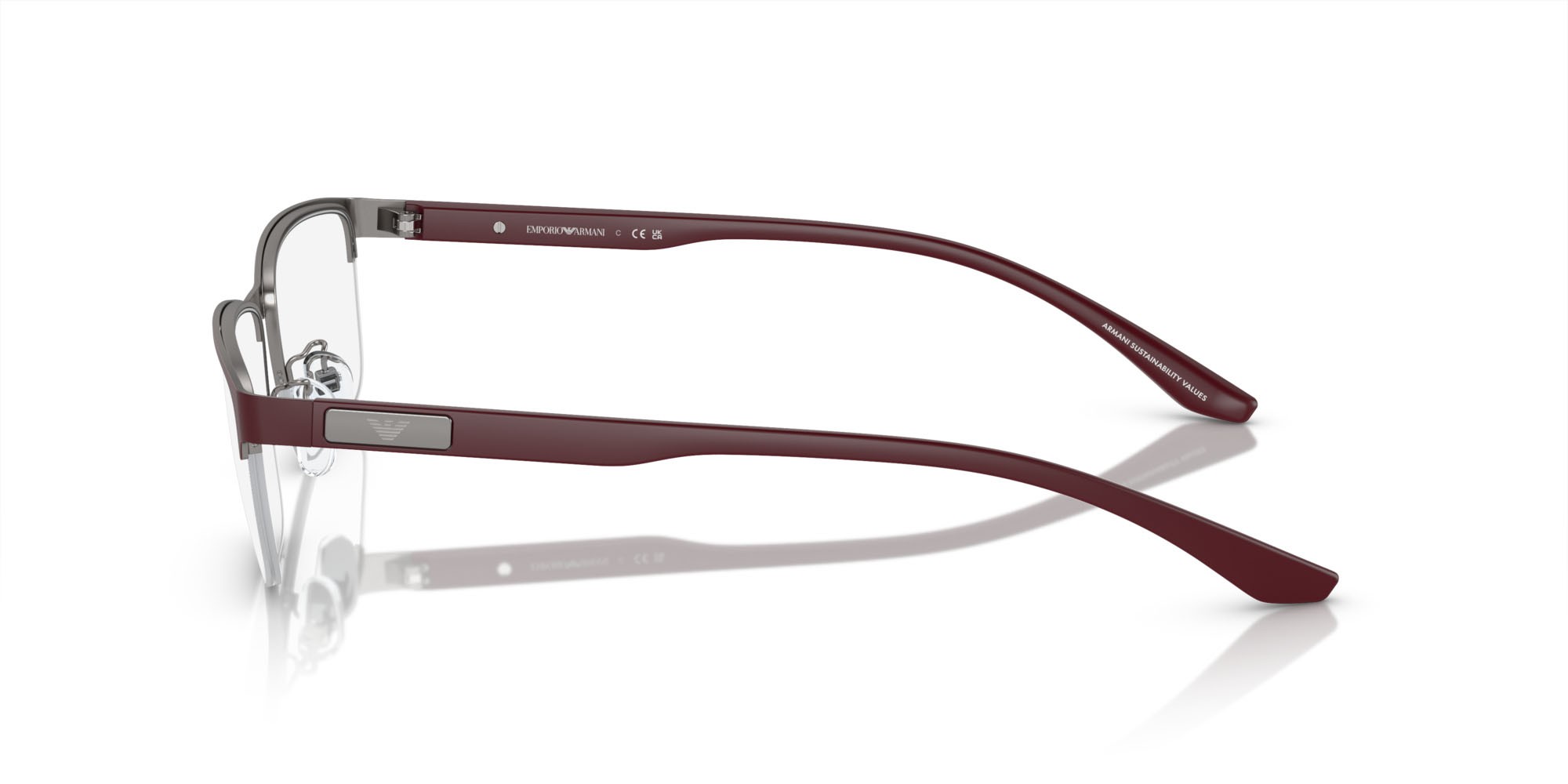 Brillen Emporio Armani EA 1147 (3366) farbe gunmetal opaco/bordeaux form quadratisch gläser lente demo