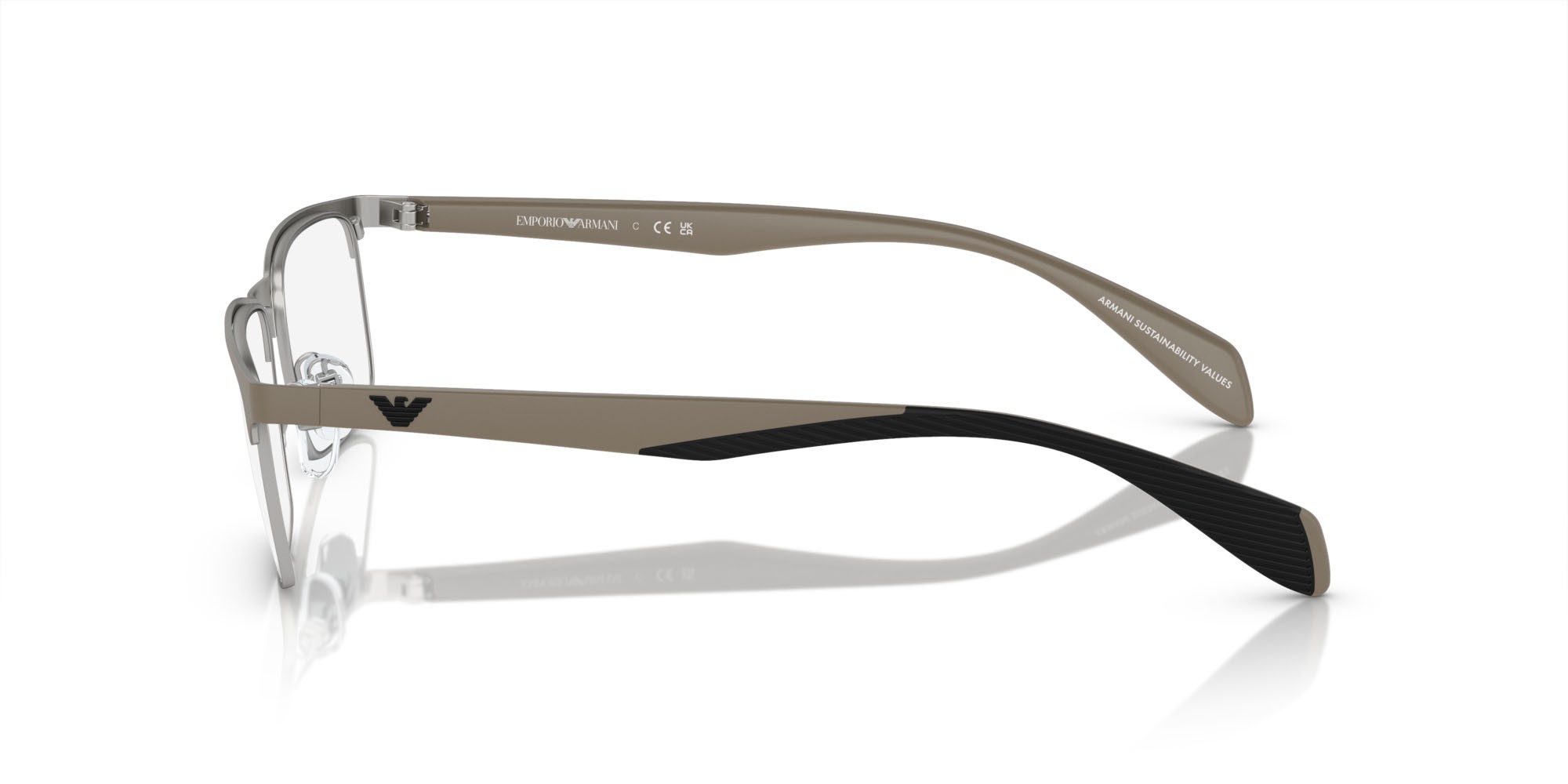 Brillen Emporio Armani EA 1149 (3369) farbe argento opaco/fango form rechteckig gläser lente demo