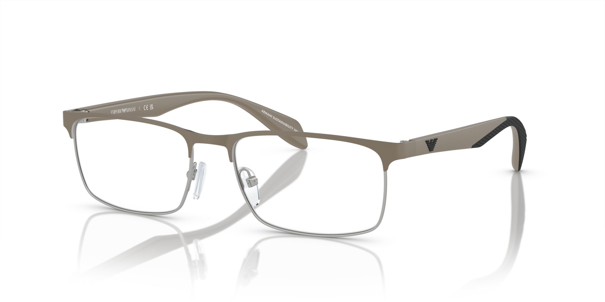 Brillen Emporio Armani EA 1149 (3369) farbe argento opaco/fango form rechteckig gläser lente demo