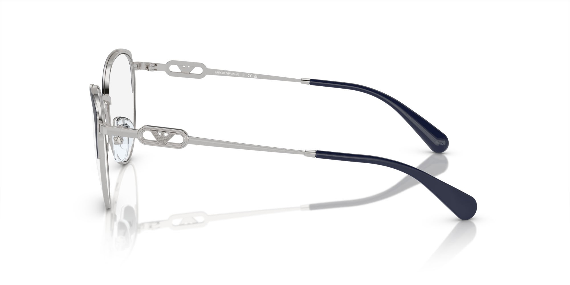 Eyeglasses Emporio Armani EA 1150 (3368) color argento lucido/blu shape cat eye lenses lente demo