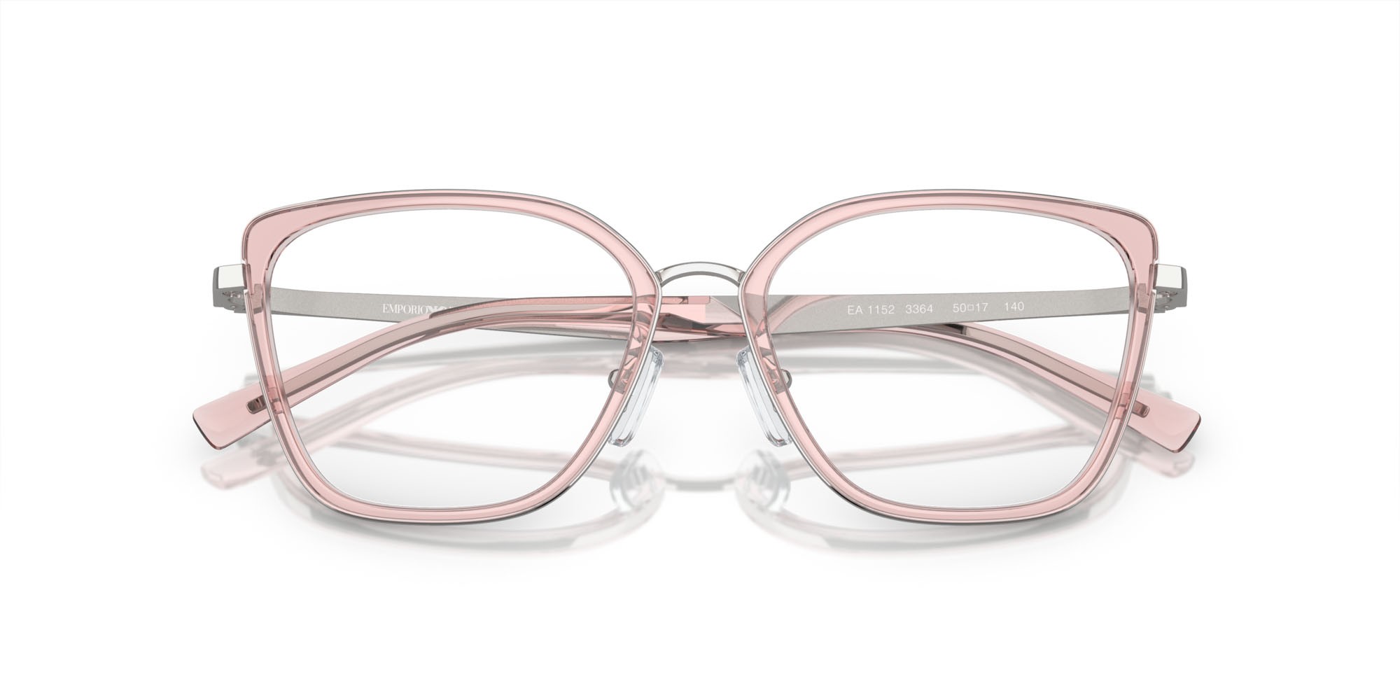 Eyeglasses Emporio Armani EA 1152 (3364) color argento lucido shape cat eye lenses lente demo