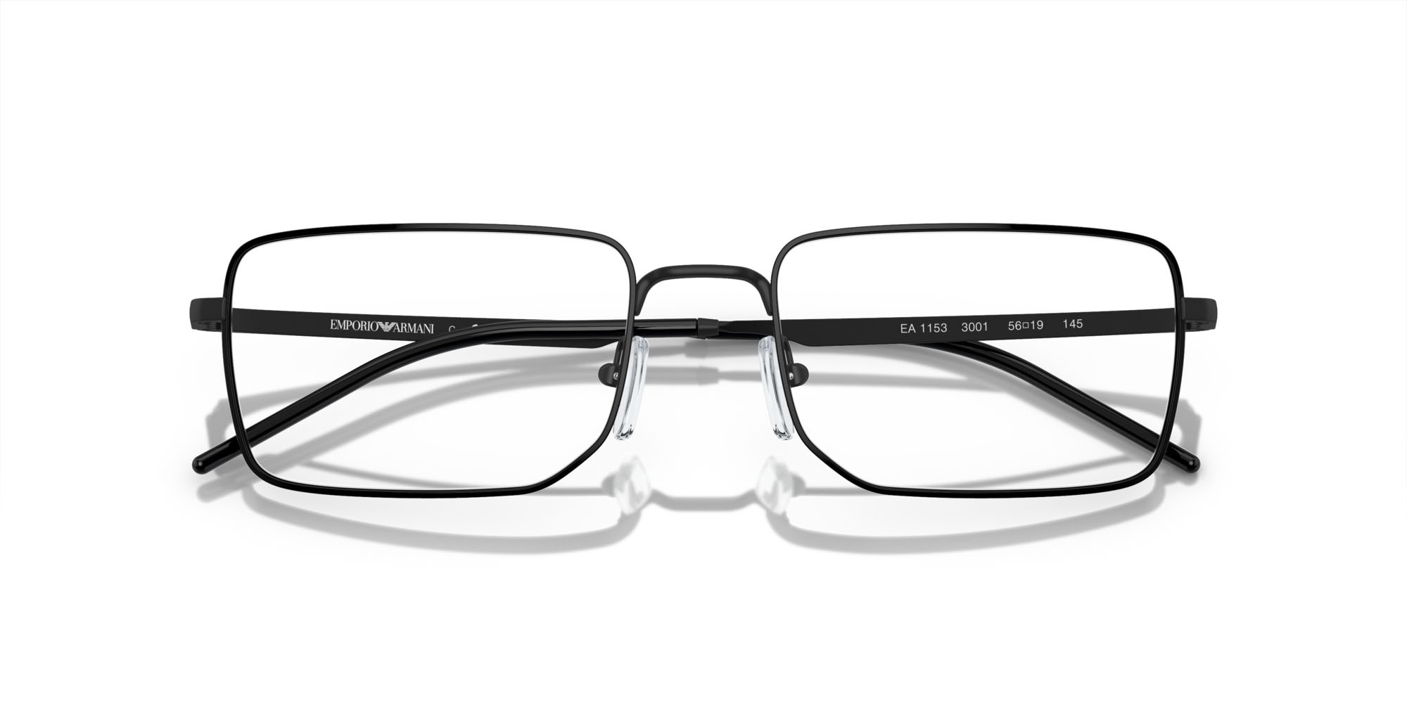 Occhiali da vista Emporio Armani EA 1153 (3001) colore nero opaco forma rettangolare lenti lente demo