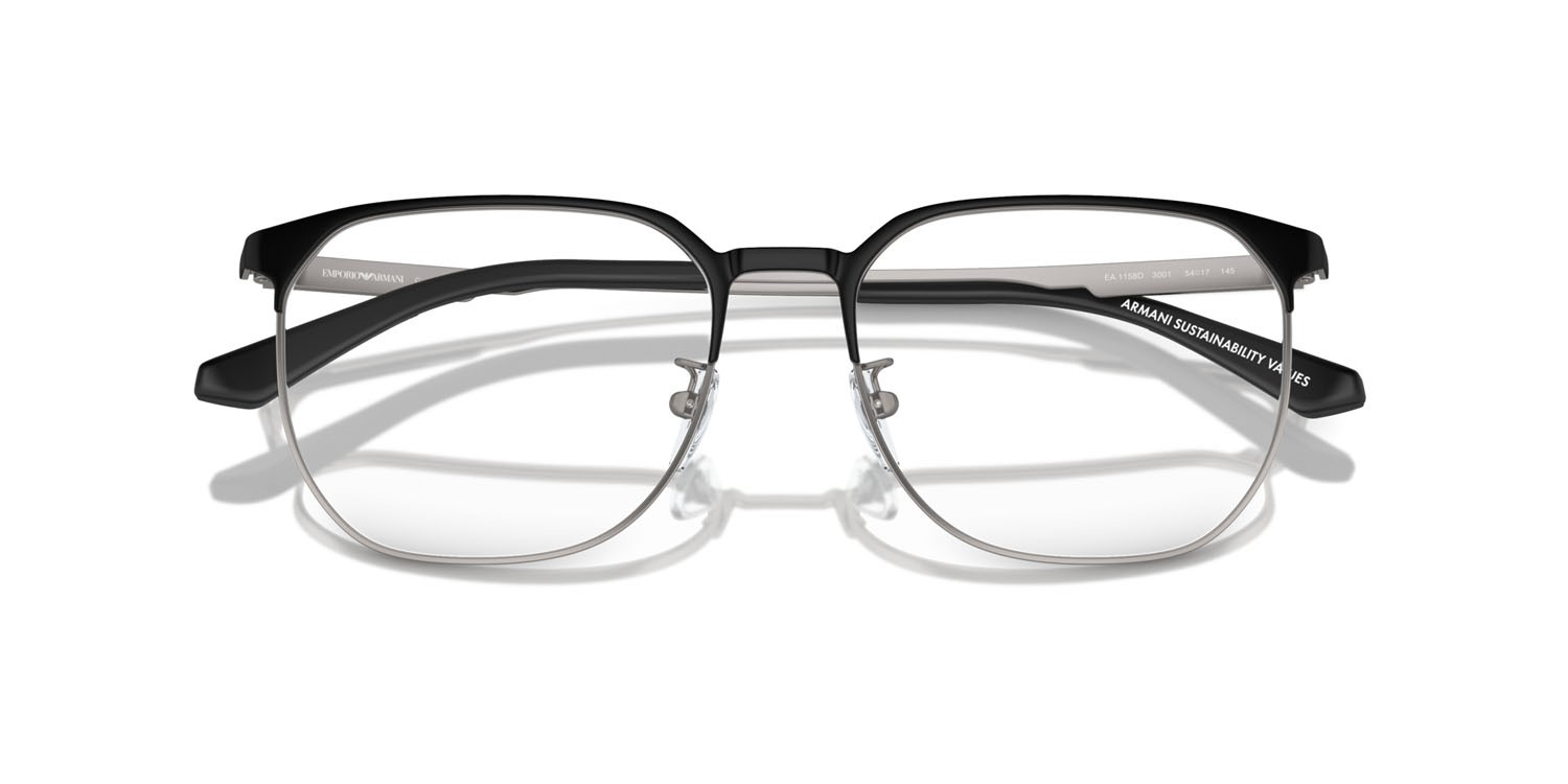 Occhiali da vista Emporio Armani EA 1158D (3001) colore nero opaco/gunmetal forma pantos lenti lente demo