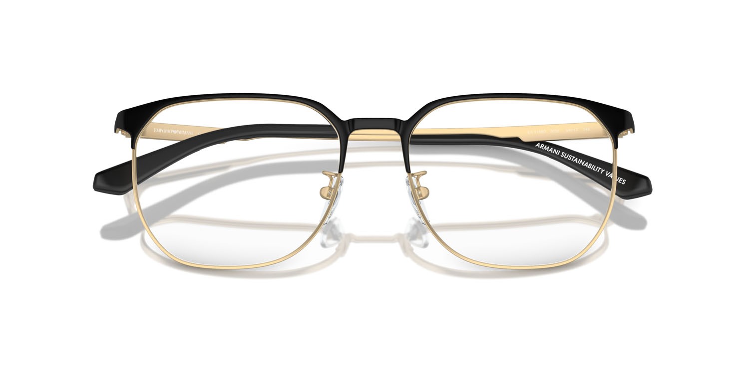 Occhiali da vista Emporio Armani EA 1158D (3002) colore oro pallido opaco/nero forma pantos lenti lente demo