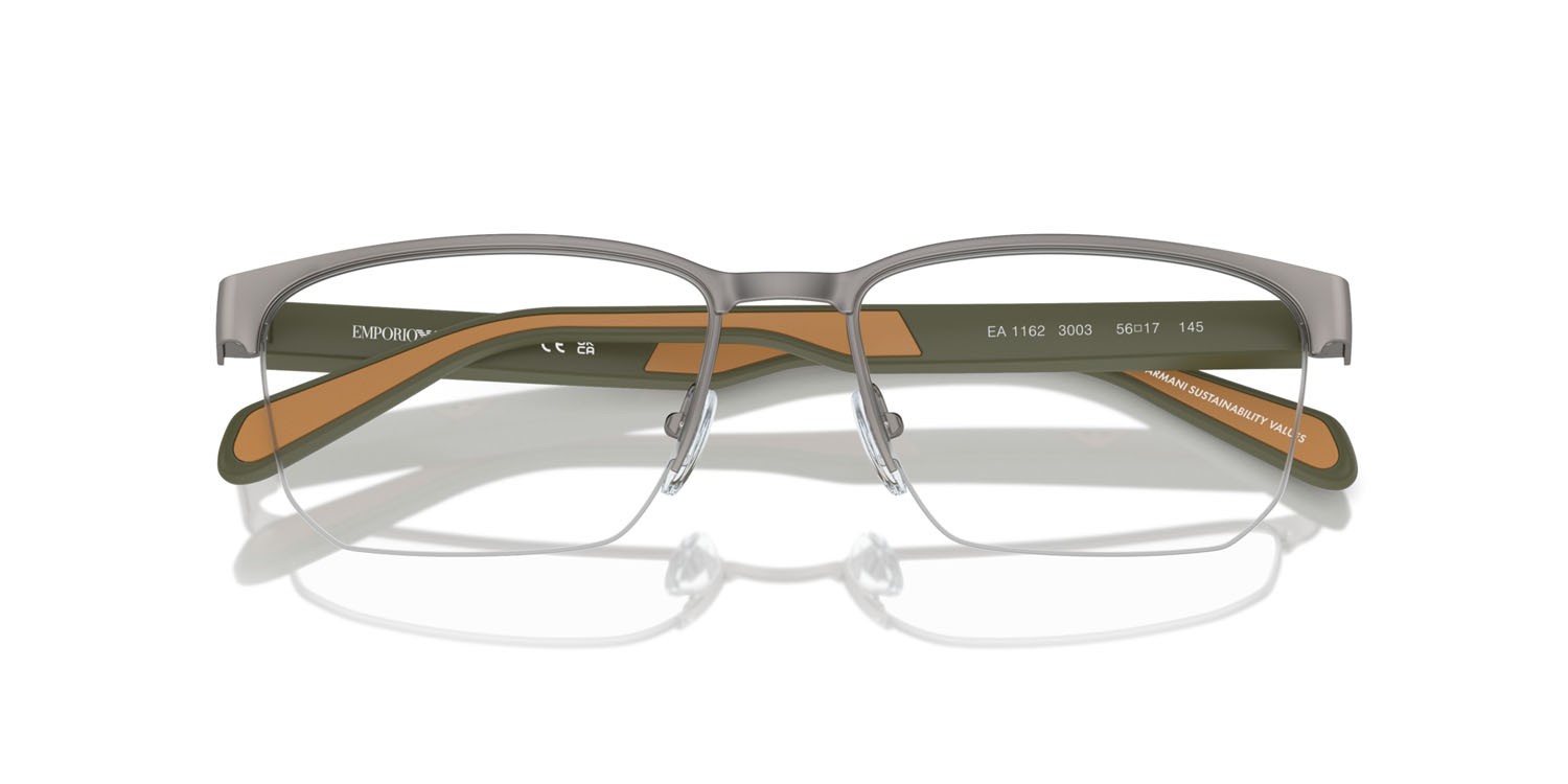 Occhiali da vista Emporio Armani EA 1162 (3003) colore gunmetal opaco forma irregolare lenti lente demo