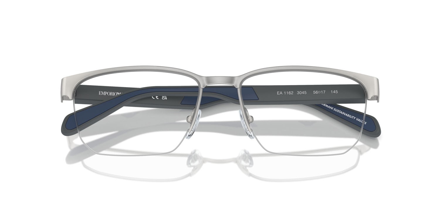 Occhiali da vista Emporio Armani EA 1162 (3045) colore argento opaco forma irregolare lenti lente demo