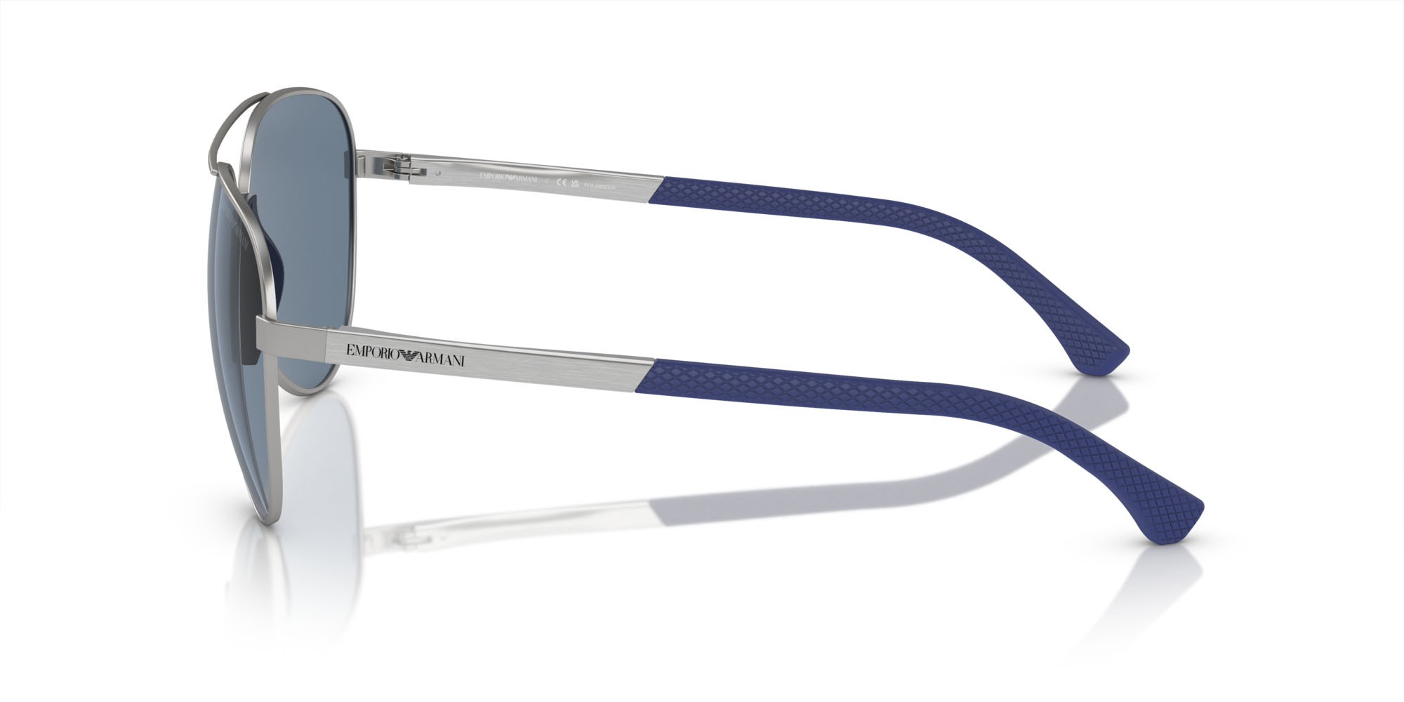 Sunglasses Emporio Armani EA 2059 (30452V) color argento opaco shape aviator lenses polarizzata blu scuro