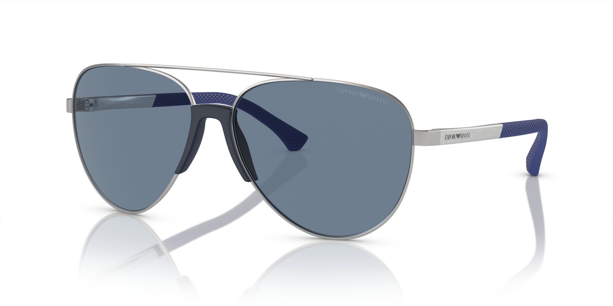 Sunglasses Emporio Armani EA 2059 (30452V) color argento opaco shape aviator lenses polarizzata blu scuro