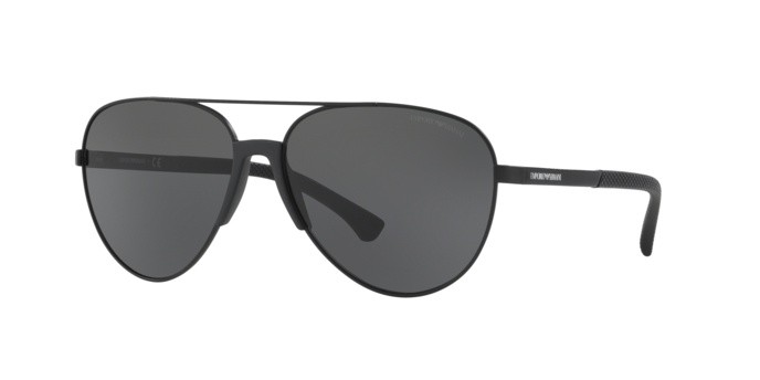 Occhiali da sole Emporio Armani EA 2059 (320387) colore matte black forma aviator lenti grey