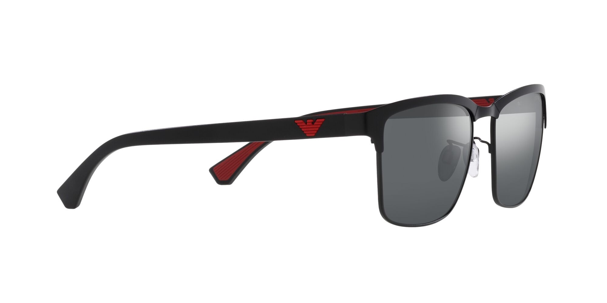 Sonnenbrillen Emporio Armani EA 2087 (30146G) farbe nero opaco form quadratisch gläser grigio chiaro specchiato nero