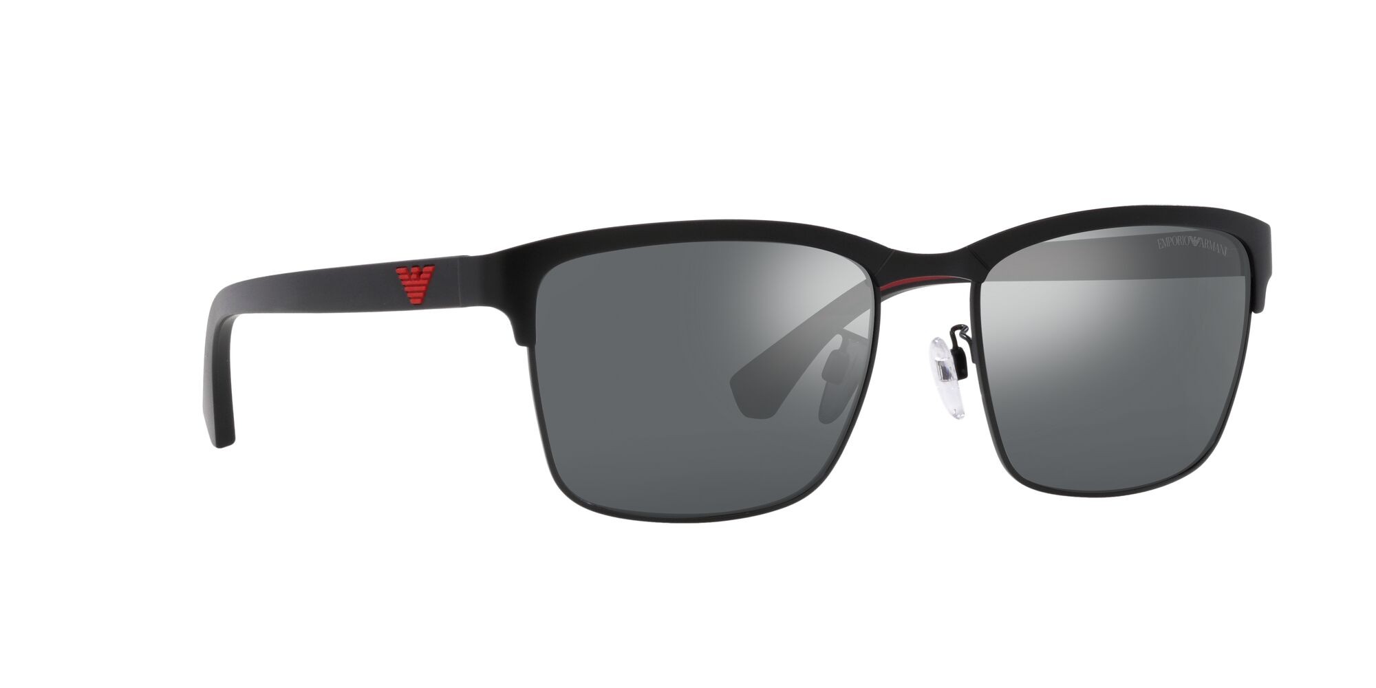 Sonnenbrillen Emporio Armani EA 2087 (30146G) farbe nero opaco form quadratisch gläser grigio chiaro specchiato nero