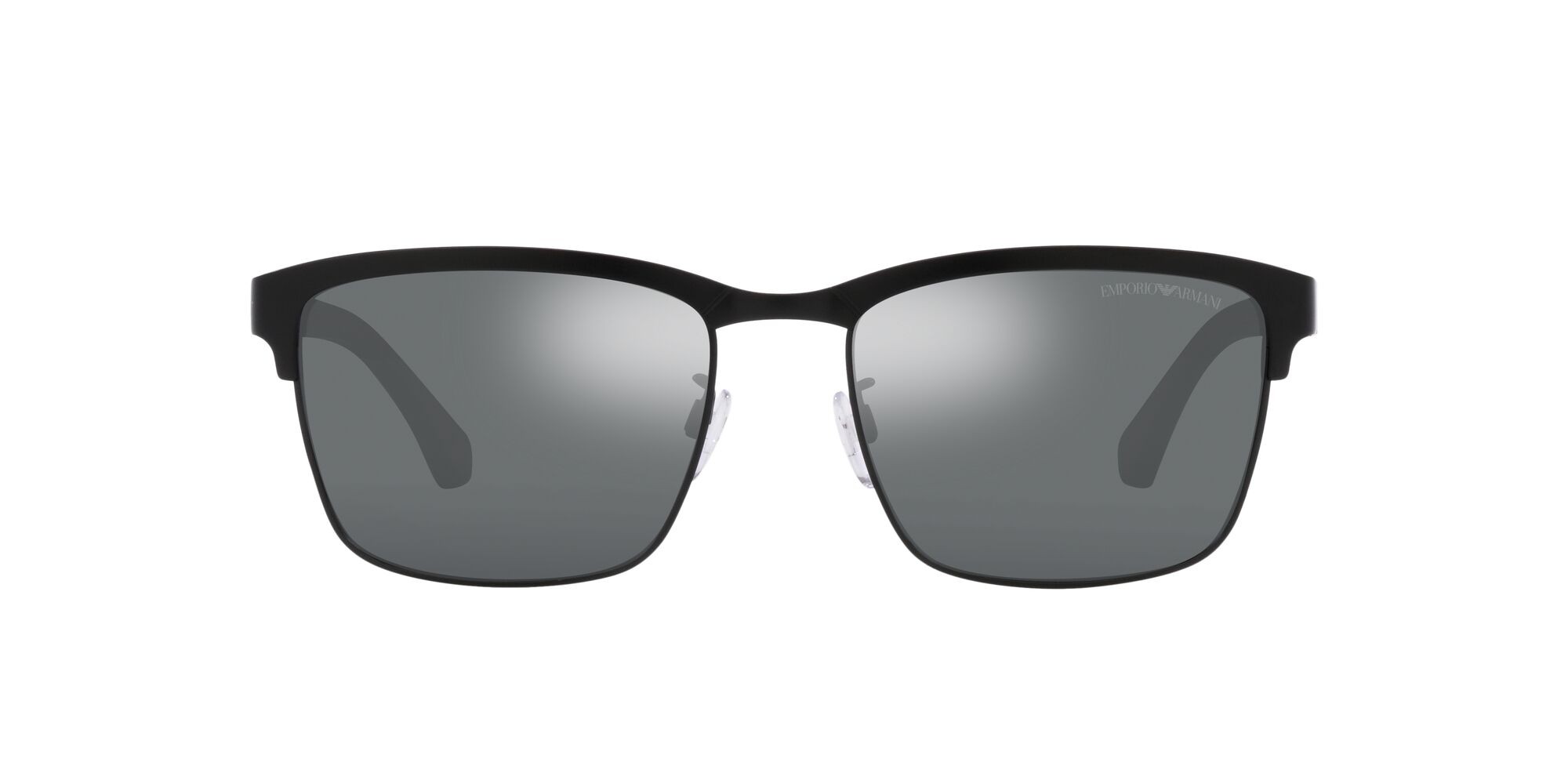 Sonnenbrillen Emporio Armani EA 2087 (30146G) farbe nero opaco form quadratisch gläser grigio chiaro specchiato nero