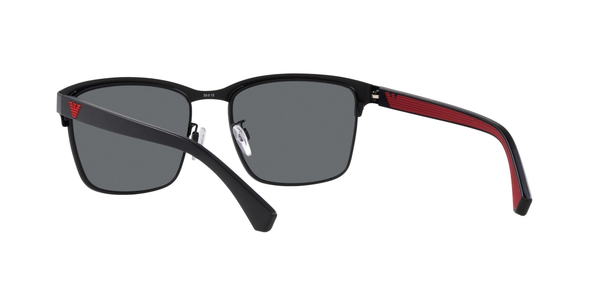 Sonnenbrillen Emporio Armani EA 2087 (30146G) farbe nero opaco form quadratisch gläser grigio chiaro specchiato nero