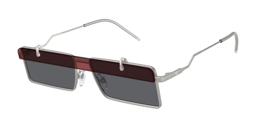 Sonnenbrillen Emporio Armani EA 2111 (304587) farbe matte silver form rechteckig gläser grey
