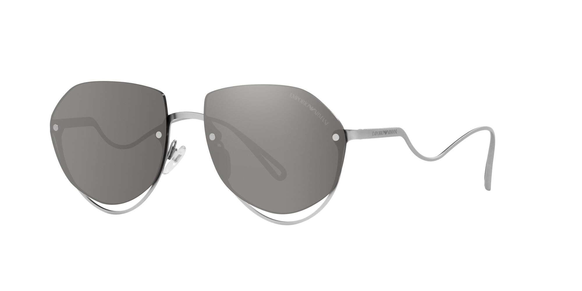 Sonnenbrillen Emporio Armani EA 2137 (30456G) farbe argento opaco form aviator gläser grigio chiaro specchiato argento