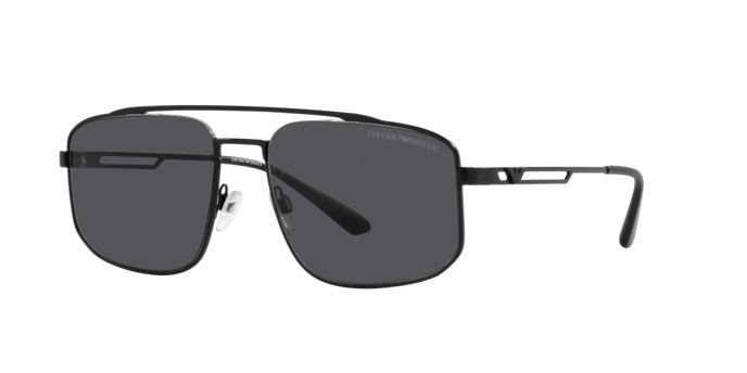 Sunglasses Emporio Armani EA 2139 (300187) color nero opaco shape rectangle lenses grigio scuro