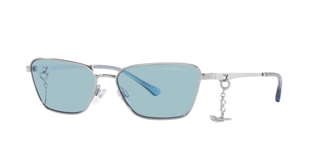 Sonnenbrillen Emporio Armani EA 2141 (301580) farbe argento lucido form quadratisch gläser azzurro chiaro