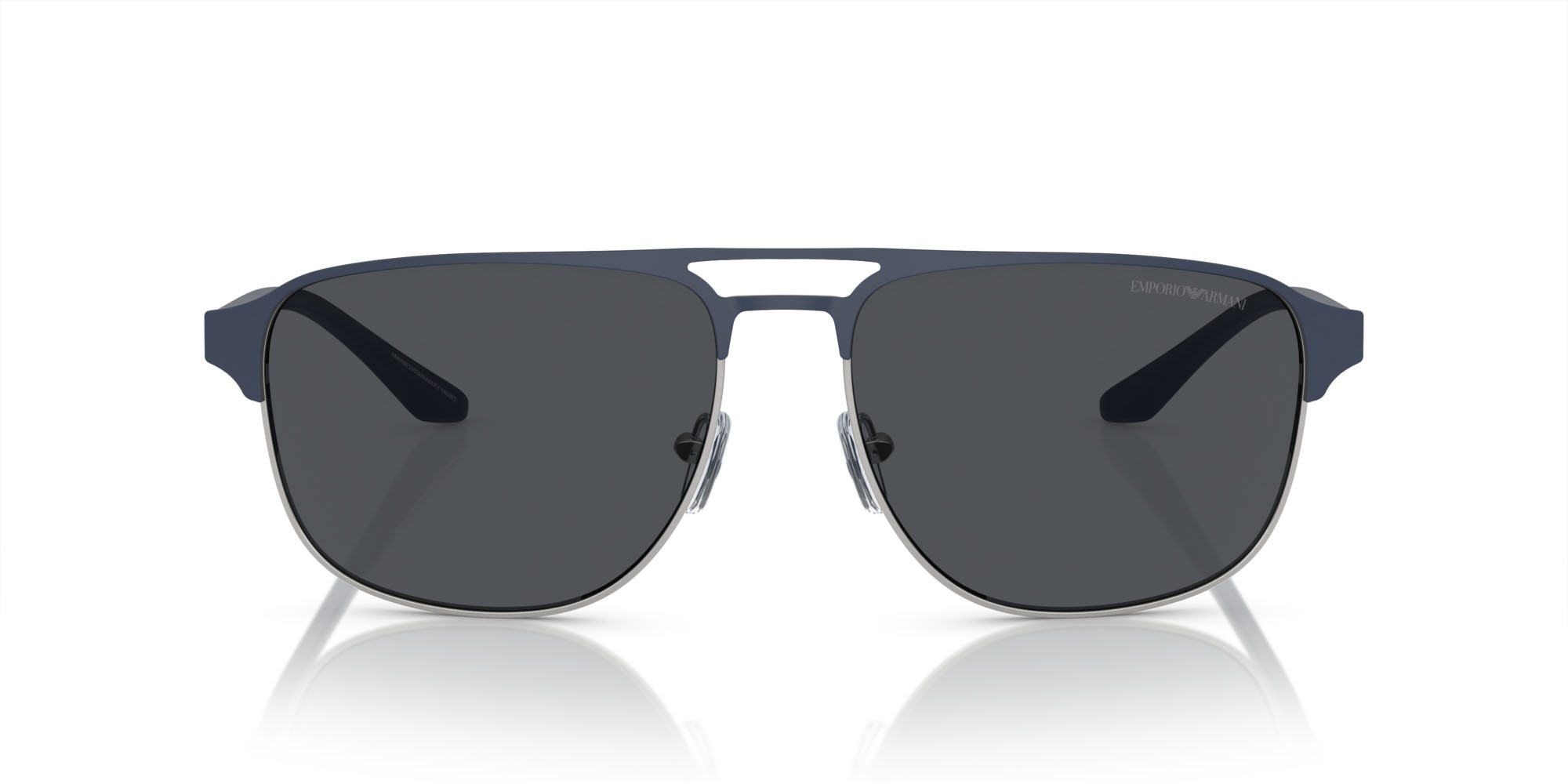 Occhiali da sole Emporio Armani EA 2144 (336887) colore argento opaco/bluette forma aviator lenti grigio scuro