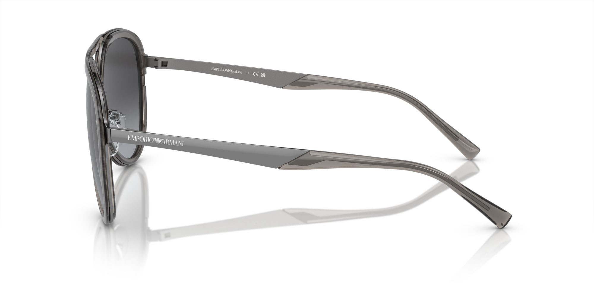 Sunglasses Emporio Armani EA 2145 (33578G) color fumo trasparente lucido shape aviator lenses grigio sfumato
