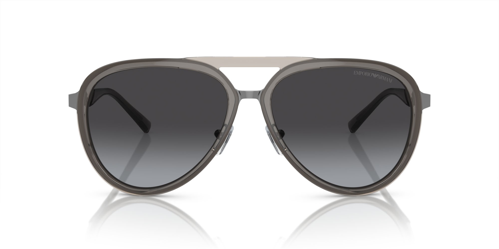 Sunglasses Emporio Armani EA 2145 (33578G) color fumo trasparente lucido shape aviator lenses grigio sfumato