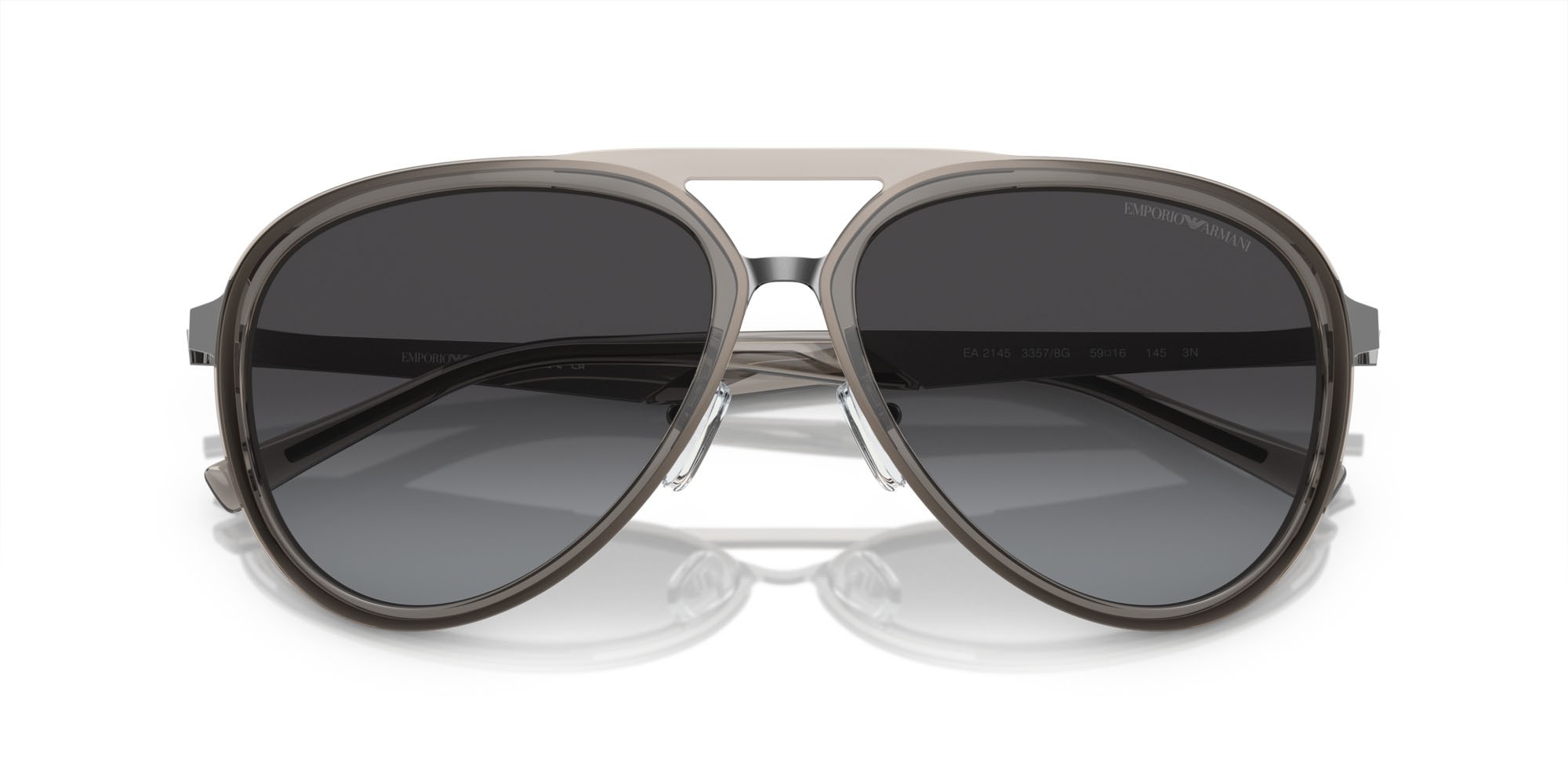 Sunglasses Emporio Armani EA 2145 (33578G) color fumo trasparente lucido shape aviator lenses grigio sfumato
