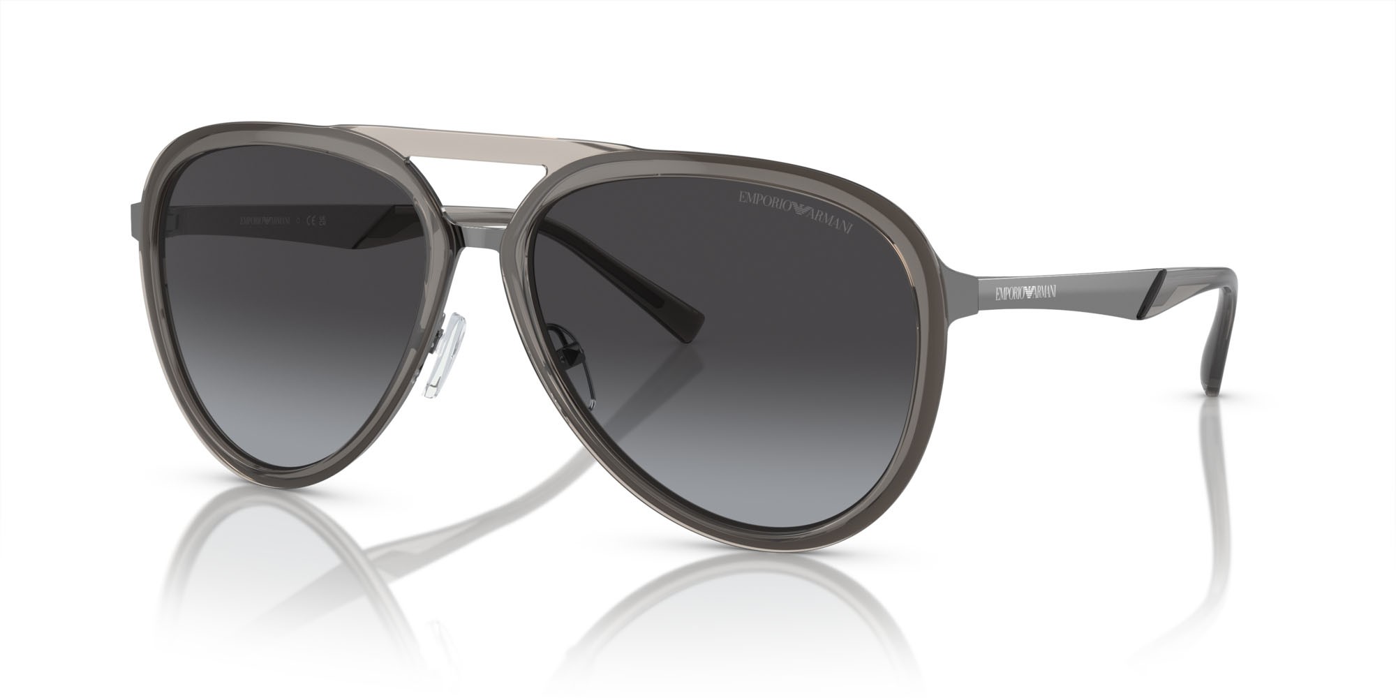 Sunglasses Emporio Armani EA 2145 (33578G) color fumo trasparente lucido shape aviator lenses grigio sfumato