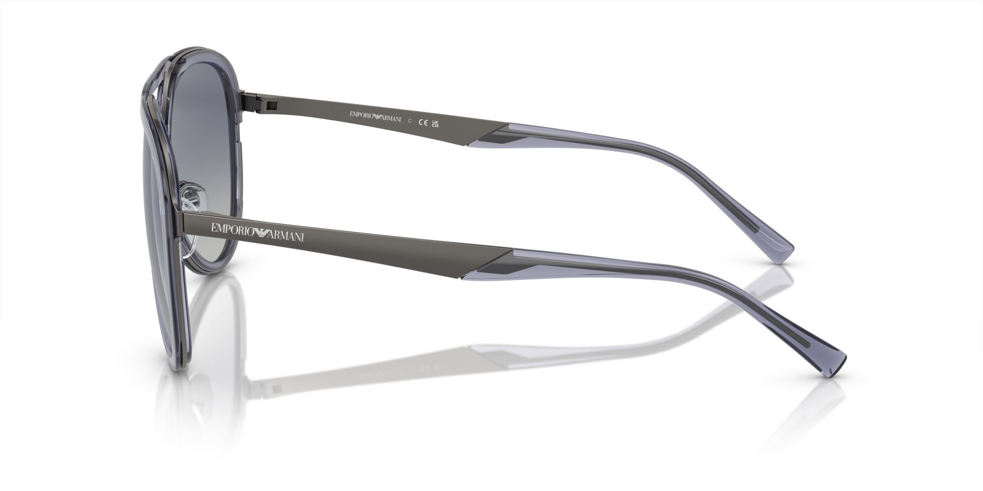 Occhiali da sole Emporio Armani EA 2145 (33584L) colore blu scuro brillante trasparente forma aviator lenti blu sfumato