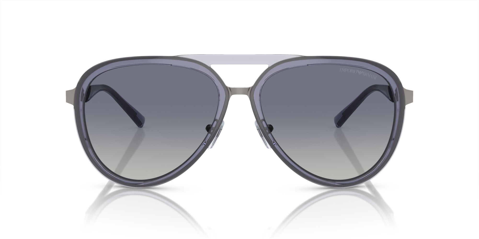 Occhiali da sole Emporio Armani EA 2145 (33584L) colore blu scuro brillante trasparente forma aviator lenti blu sfumato