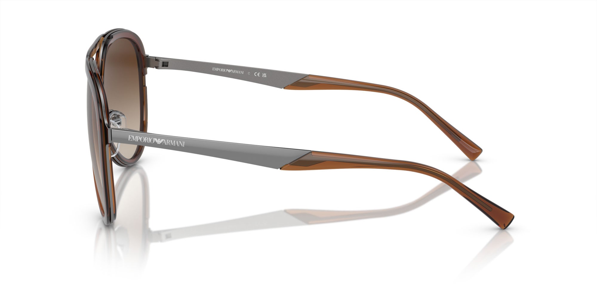Sonnenbrillen Emporio Armani EA 2145 (336013) farbe marrone trasparente lucido form aviator gläser marrone sfumato