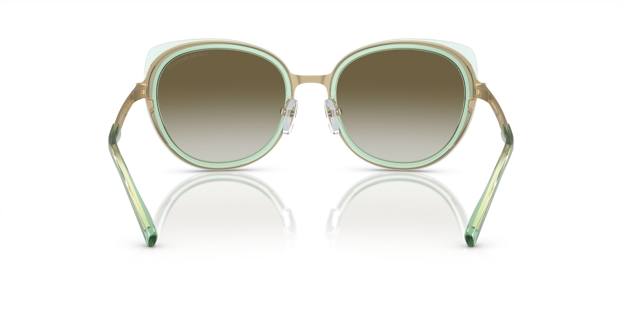 Sunglasses Emporio Armani EA 2146 (33638E) color oro pallido lucido shape round lenses verde sfumato