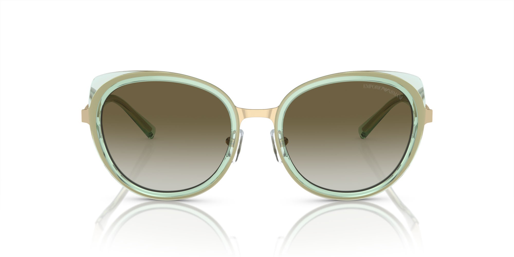 Sunglasses Emporio Armani EA 2146 (33638E) color oro pallido lucido shape round lenses verde sfumato