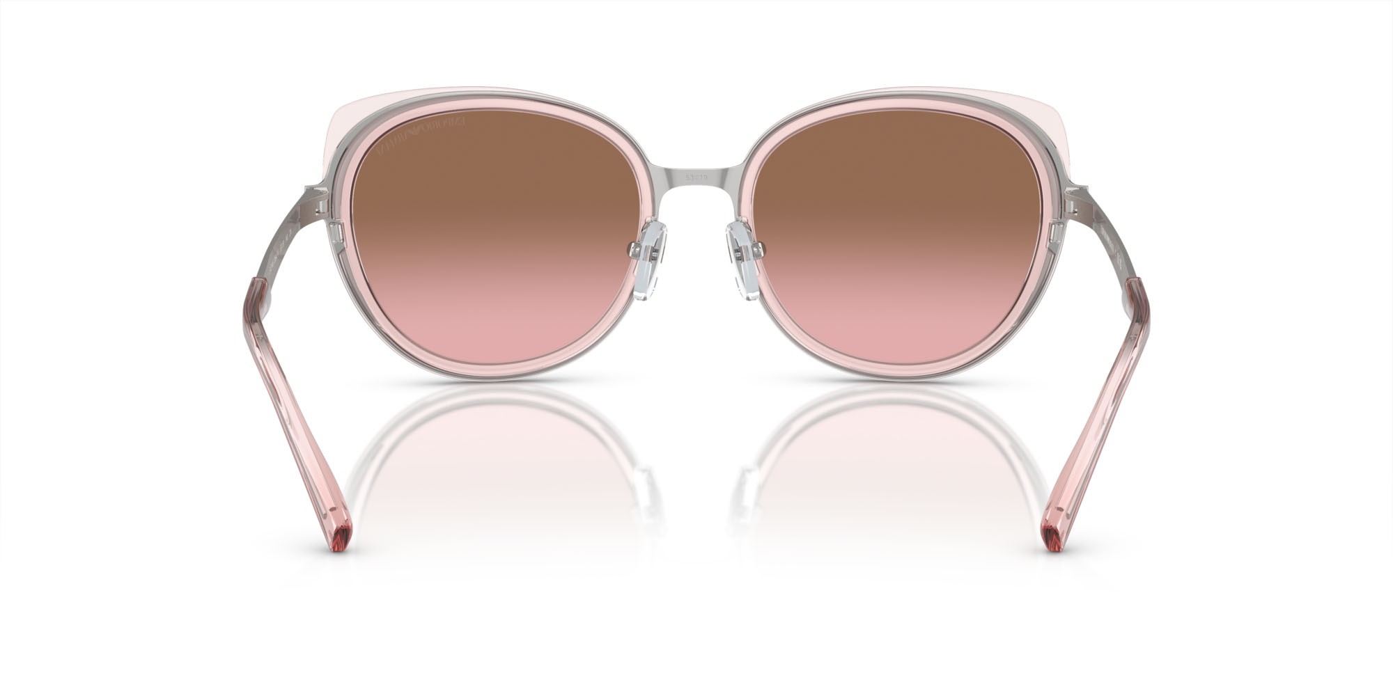 Sunglasses Emporio Armani EA 2146 (336414) color argento lucido shape round lenses rosa sfumato marrone