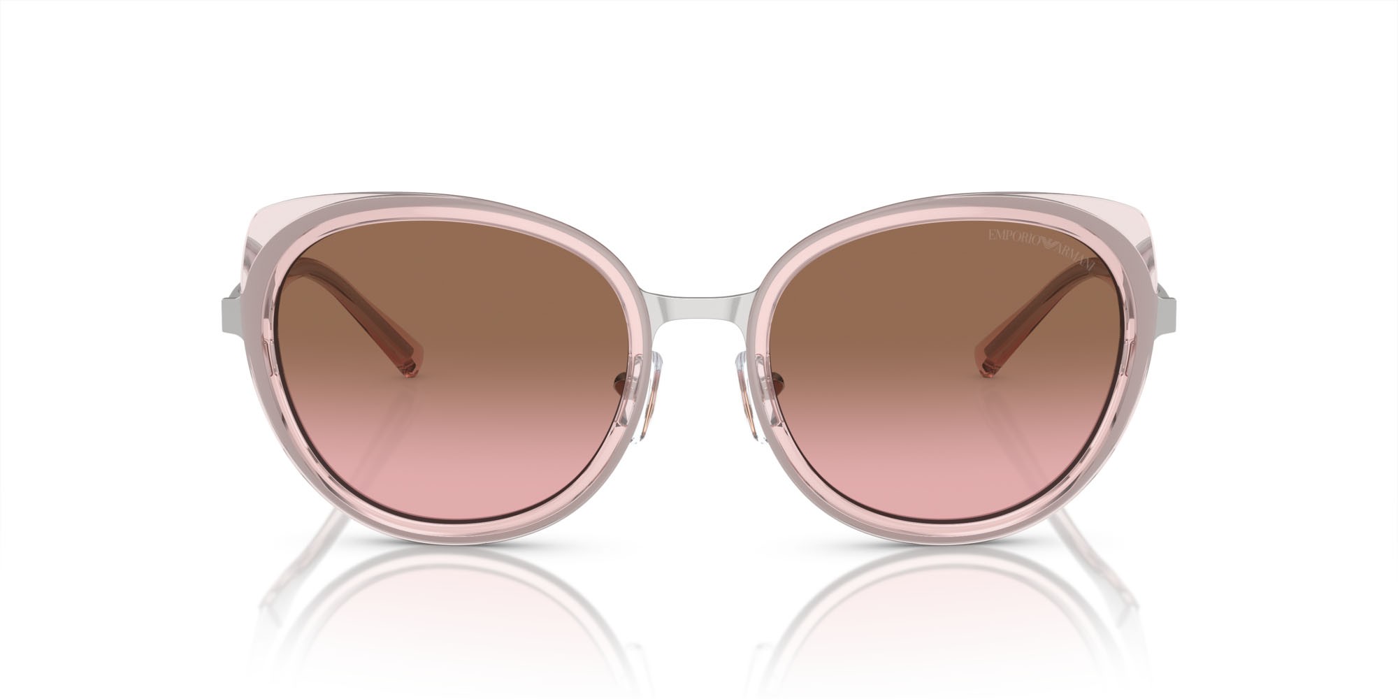 Sunglasses Emporio Armani EA 2146 (336414) color argento lucido shape round lenses rosa sfumato marrone