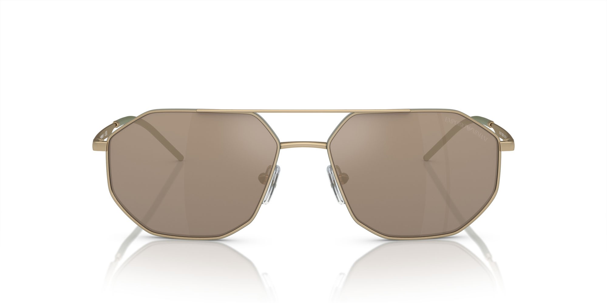 Occhiali da sole Emporio Armani EA 2147 (30025A) colore oro opaco forma irregolare lenti marrone chiaro specchiato oro scuro