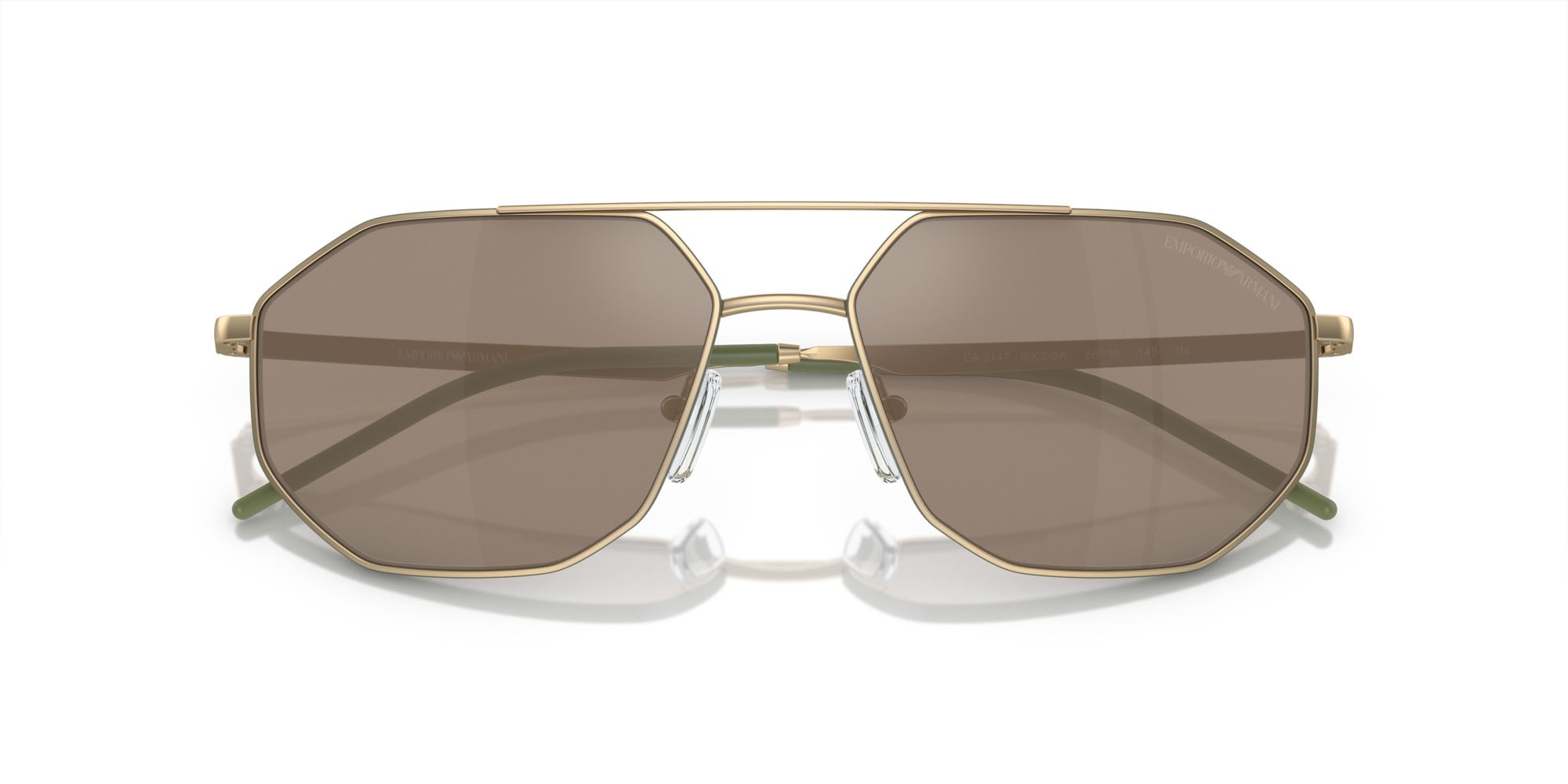 Occhiali da sole Emporio Armani EA 2147 (30025A) colore oro opaco forma irregolare lenti marrone chiaro specchiato oro scuro