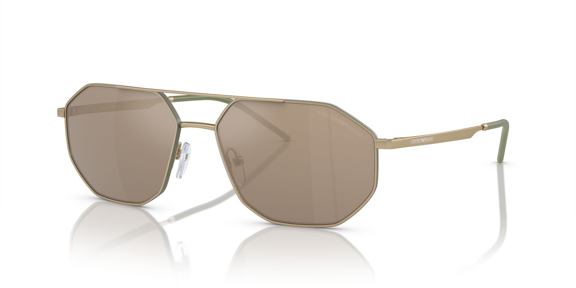 Occhiali da sole Emporio Armani EA 2147 (30025A) colore oro opaco forma irregolare lenti marrone chiaro specchiato oro scuro