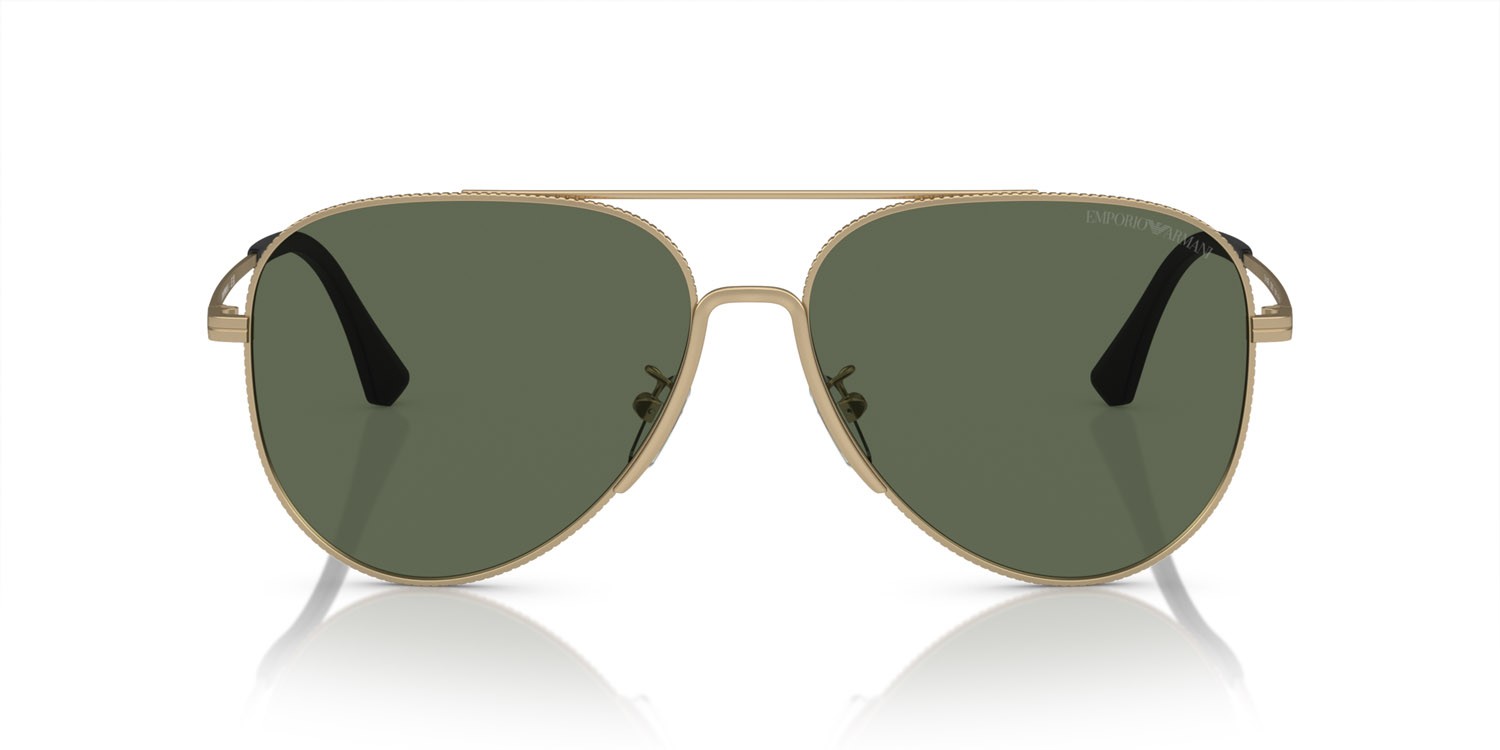 Sunglasses Emporio Armani EA 2149D (300271) color oro pallido opaco shape aviator lenses verde scuro