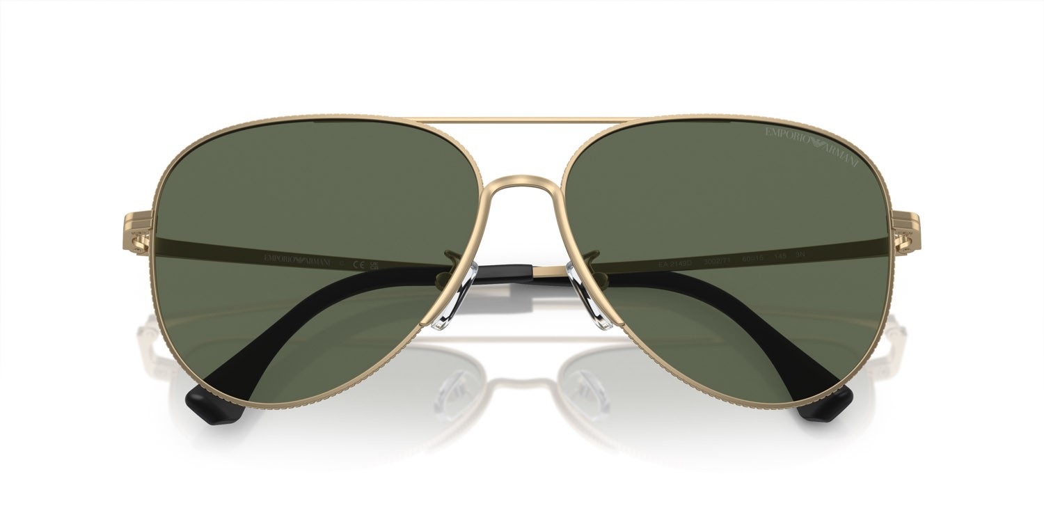 Sunglasses Emporio Armani EA 2149D (300271) color oro pallido opaco shape aviator lenses verde scuro