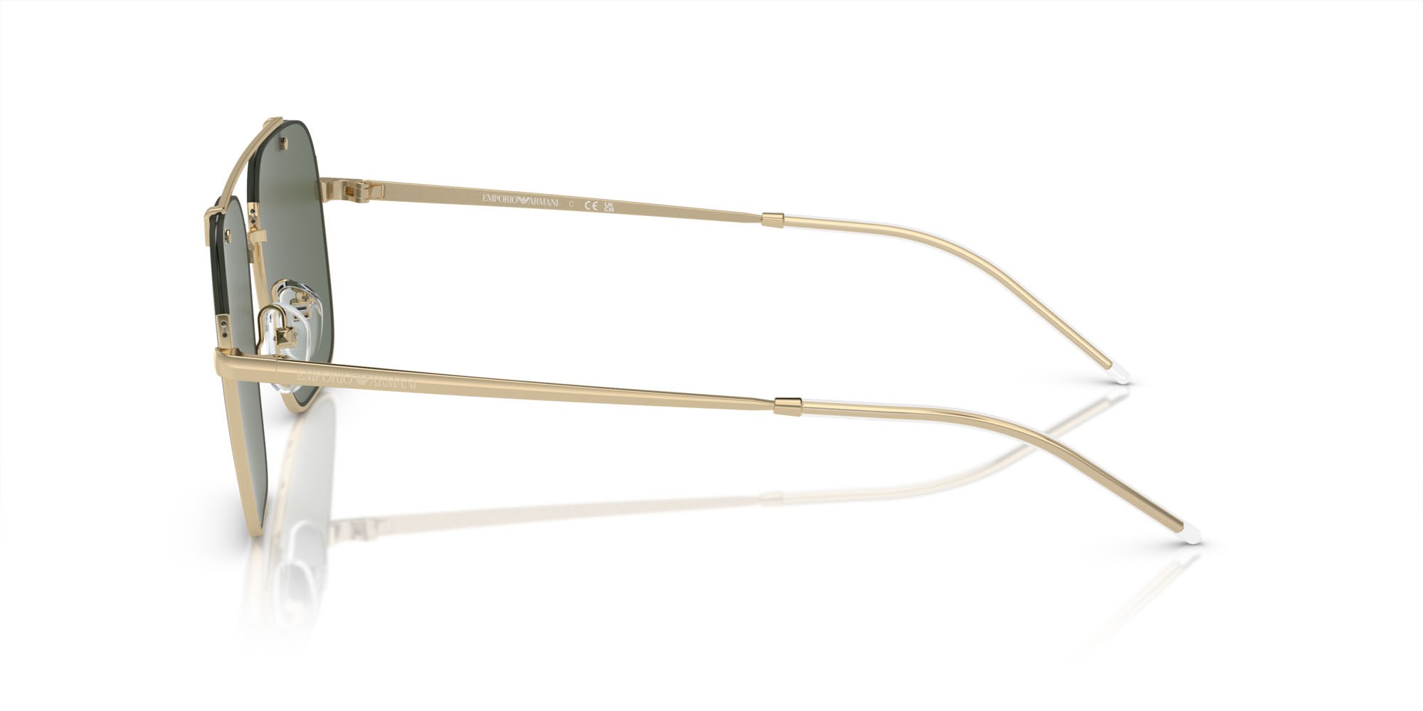Occhiali da sole Emporio Armani EA 2150 (301371) colore oro pallido lucido forma rettangolare lenti verde scuro