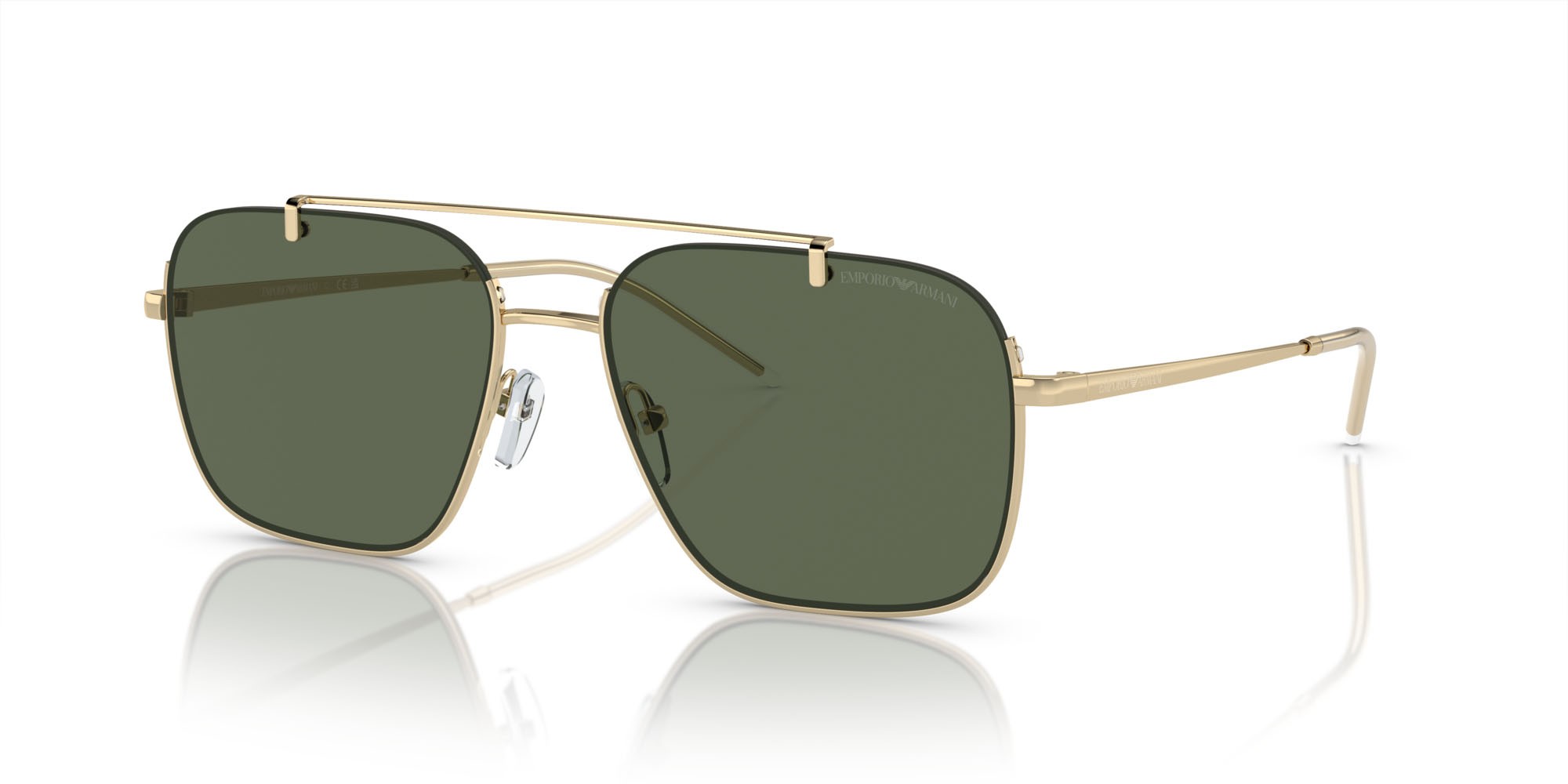 Occhiali da sole Emporio Armani EA 2150 (301371) colore oro pallido lucido forma rettangolare lenti verde scuro