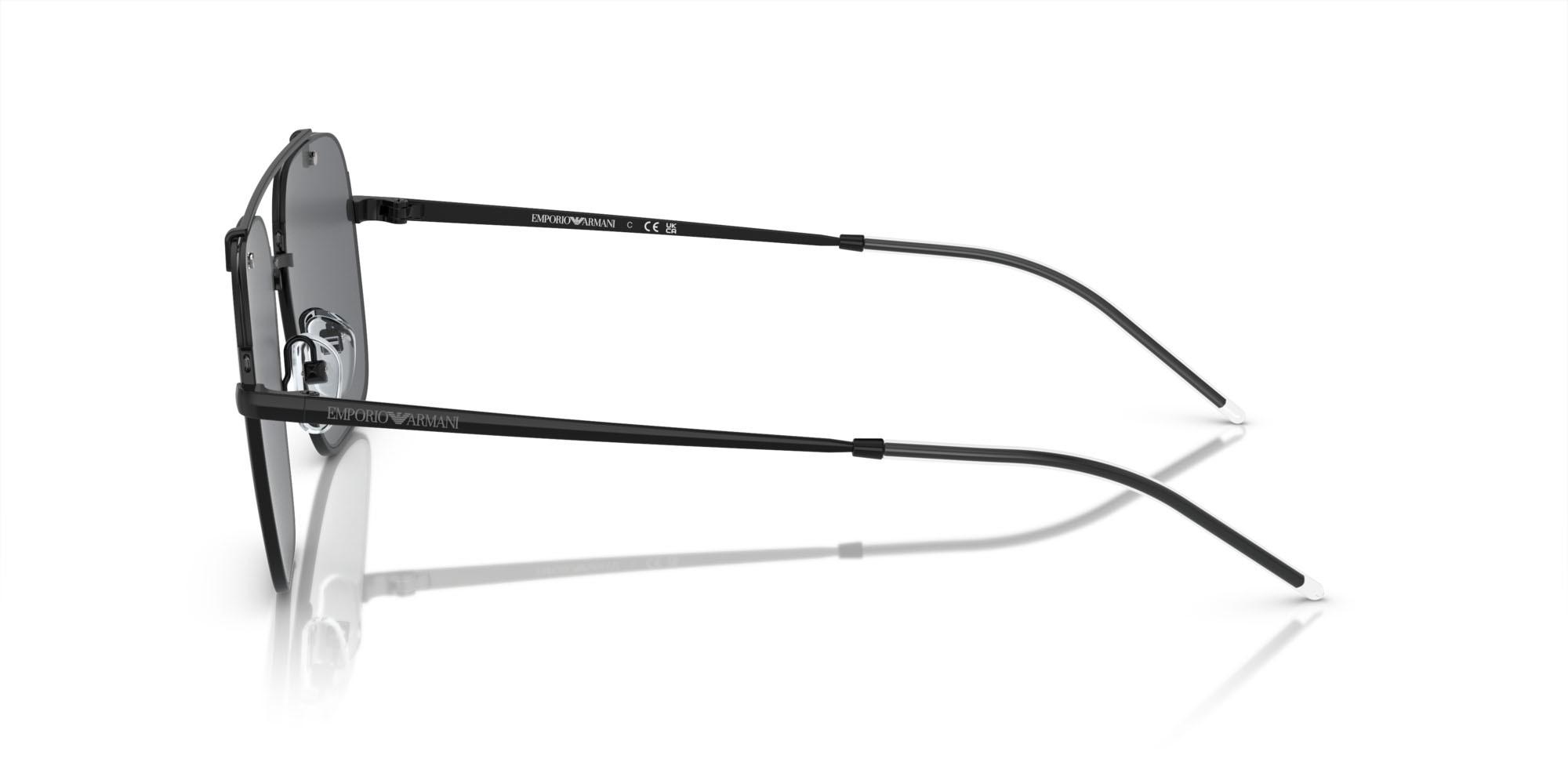 Occhiali da sole Emporio Armani EA 2150 (30146G) colore nero lucido forma rettangolare lenti grigio chiaro specchiato nero