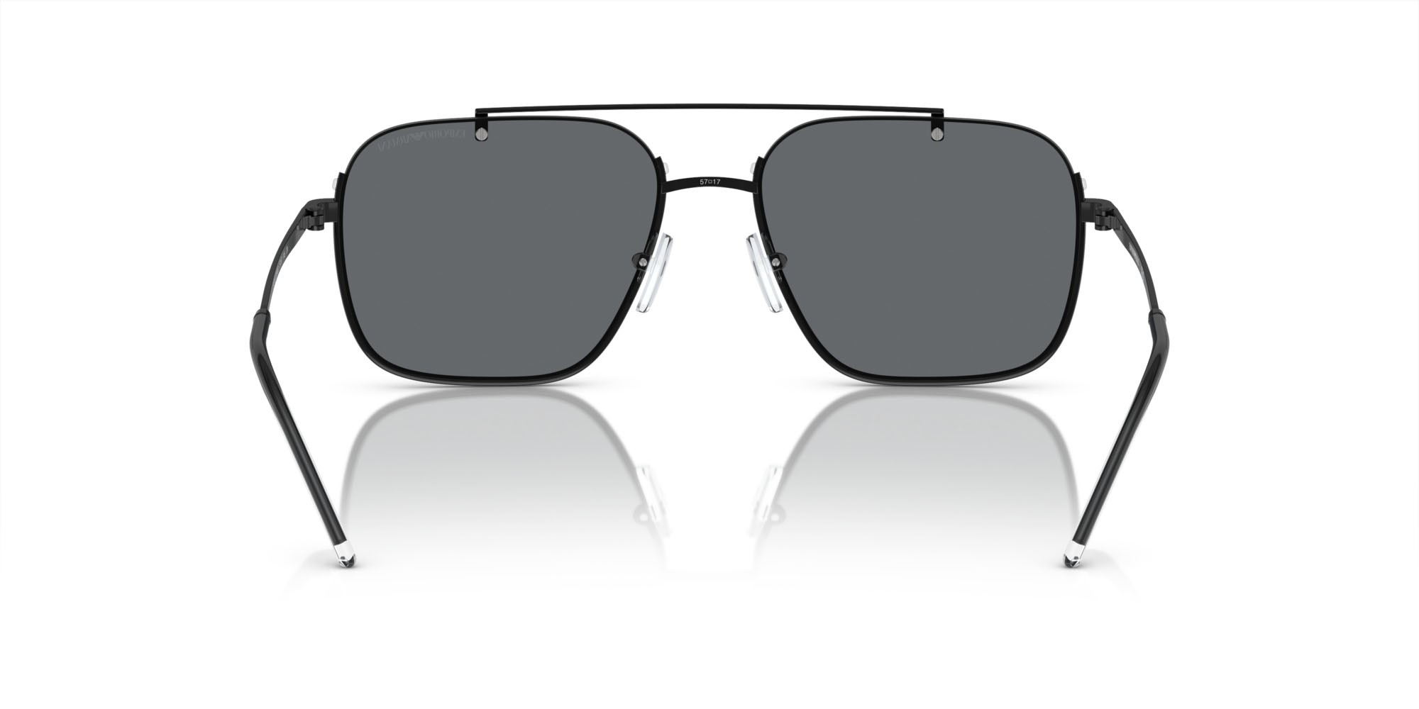 Occhiali da sole Emporio Armani EA 2150 (30146G) colore nero lucido forma rettangolare lenti grigio chiaro specchiato nero