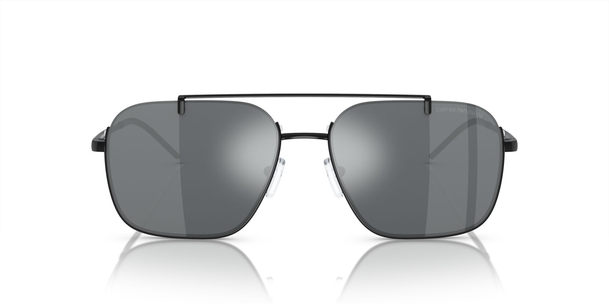 Occhiali da sole Emporio Armani EA 2150 (30146G) colore nero lucido forma rettangolare lenti grigio chiaro specchiato nero