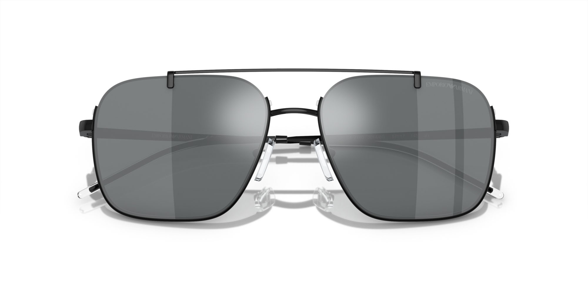 Occhiali da sole Emporio Armani EA 2150 (30146G) colore nero lucido forma rettangolare lenti grigio chiaro specchiato nero