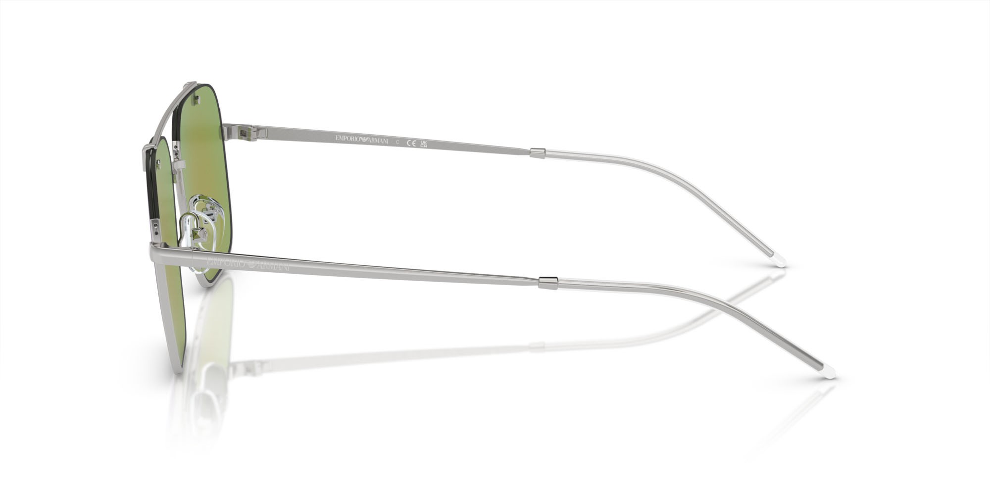 Sonnenbrillen Emporio Armani EA 2150 (30154V) farbe argento lucido form rechteckig gläser viola specchiato grigio