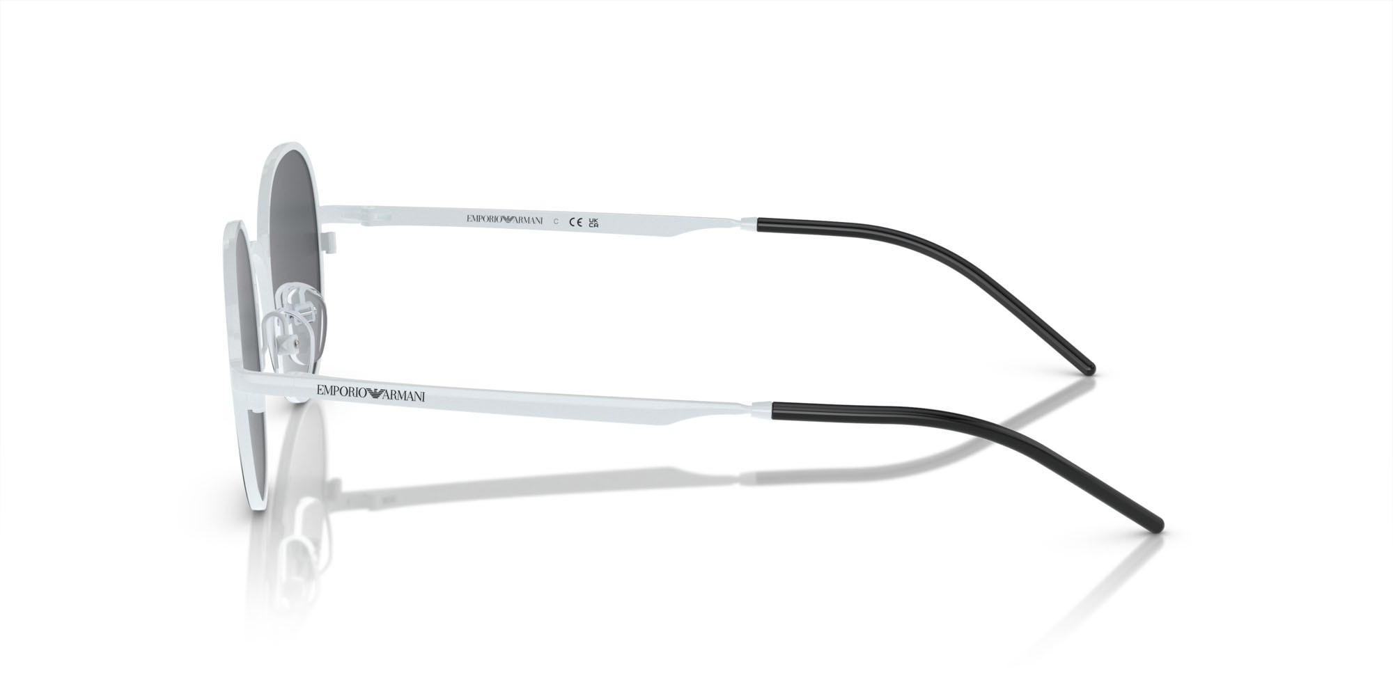 Sonnenbrillen Emporio Armani EA 2151 (337387) farbe bianco lucido/nero form rund gläser grigio scuro