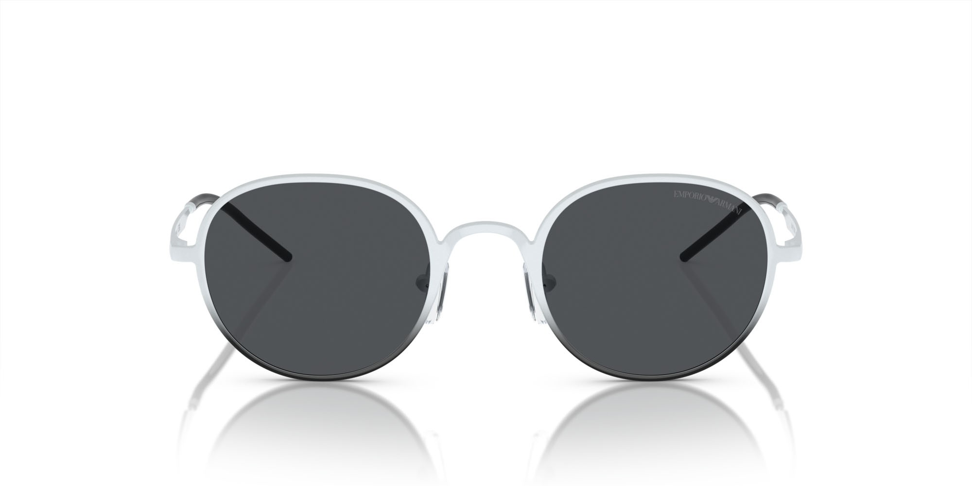 Sonnenbrillen Emporio Armani EA 2151 (337387) farbe bianco lucido/nero form rund gläser grigio scuro