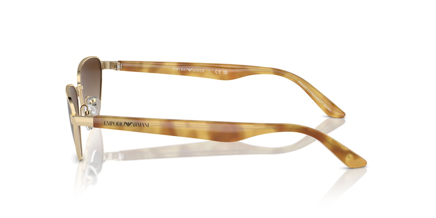 Occhiali da sole Emporio Armani EA 2153 (301313) colore oro pallido lucido forma irregolare lenti marrone sfumato