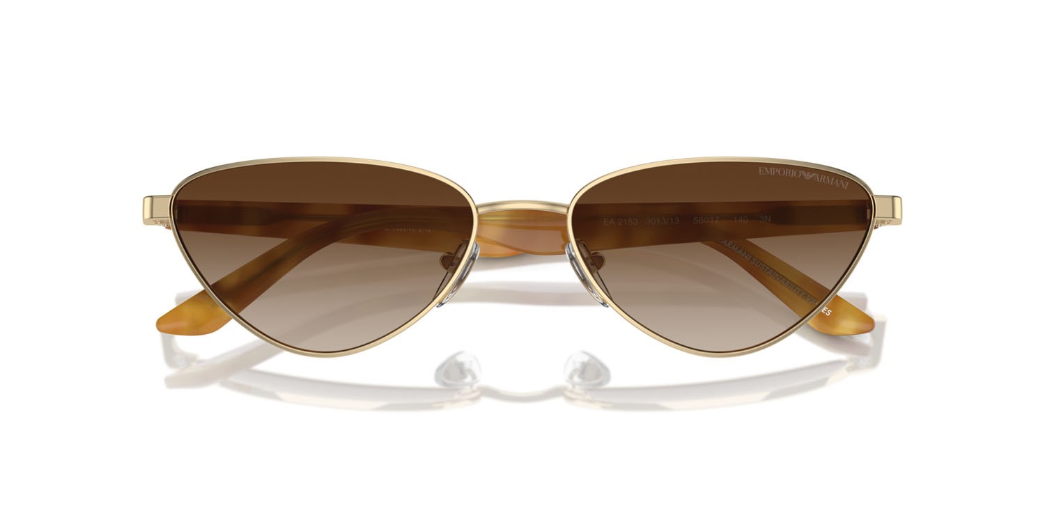 Occhiali da sole Emporio Armani EA 2153 (301313) colore oro pallido lucido forma irregolare lenti marrone sfumato