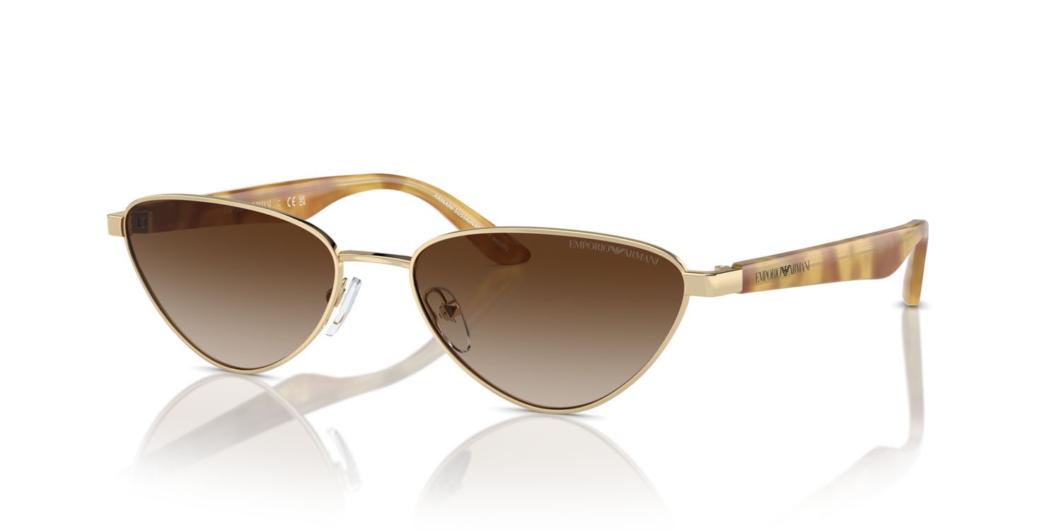 Occhiali da sole Emporio Armani EA 2153 (301313) colore oro pallido lucido forma irregolare lenti marrone sfumato